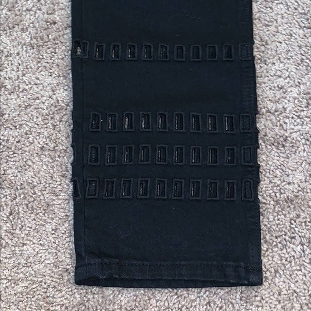 Moto Geo Cutout Black Straight Leg Jeans - Picture 4 of 5